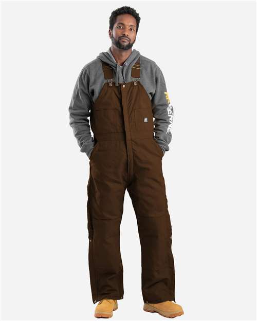 Berne Apparel B415 Men's Heritage Insulated Bib Overall - Bark - model front