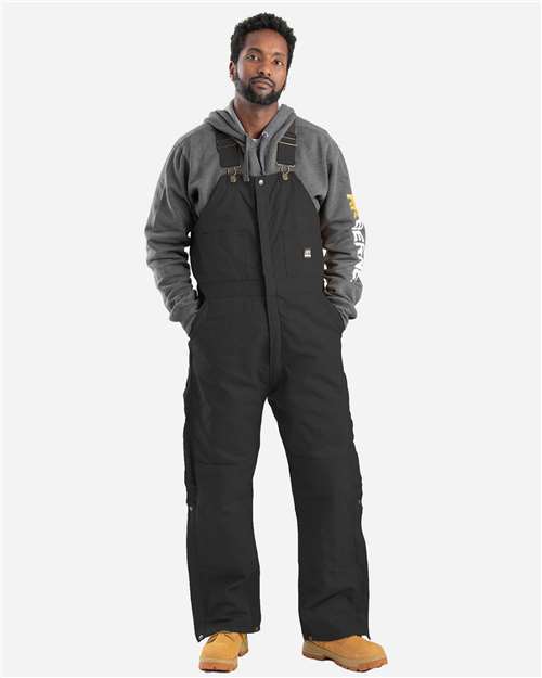 Berne Apparel B415 Men's Heritage Insulated Bib Overall - Black - model front