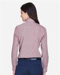 Devon & Jones D640W Women's Crown Collection Gingham Check Woven Dress Shirt - Burgundy - model back