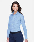 Devon & Jones D640W Women's Crown Collection Gingham Check Woven Dress Shirt - French Blue - model side