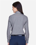 Devon & Jones D640W Women's Crown Collection Gingham Check Woven Dress Shirt - Navy - model back