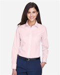 Devon & Jones D640W Women's Crown Collection Gingham Check Woven Dress Shirt - Pink - model front