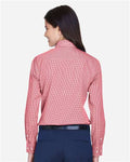 Devon & Jones D640W Women's Crown Collection Gingham Check Woven Dress Shirt - Red - model back