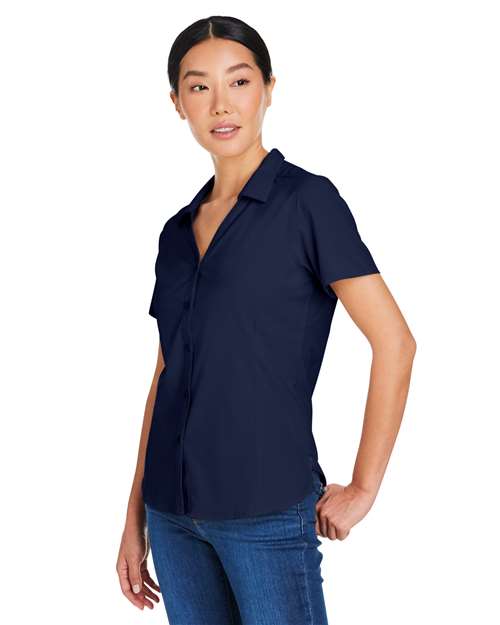 Core 365 CE510W Women's Ultra UVP Marina Shirt - Classic Navy - model side