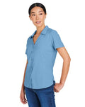 Core 365 CE510W Women's Ultra UVP Marina Shirt - Columbia Blue - model side