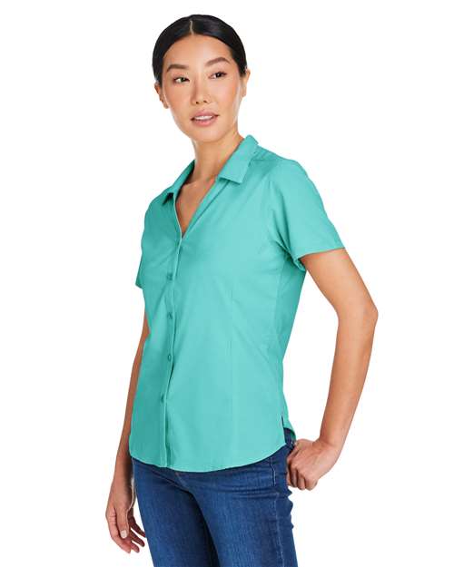 Core 365 CE510W Women's Ultra UVP Marina Shirt - Sea Glass - model side