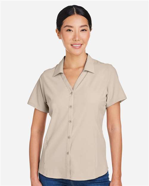 Core 365 CE510W Women's Ultra UVP Marina Shirt - Stone - model front