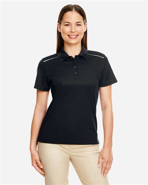 Core 365 78181R Women's Radiant Performance Piqué Polo with Reflective Piping - Black - model front