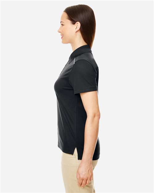 Core 365 78181R Women's Radiant Performance Piqué Polo with Reflective Piping - Black - model side