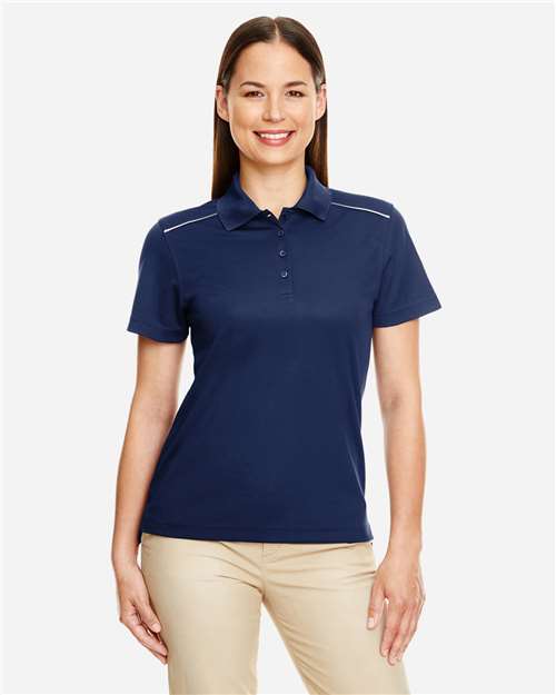 Core 365 78181R Women's Radiant Performance Piqué Polo with Reflective Piping - Classic Navy - model front