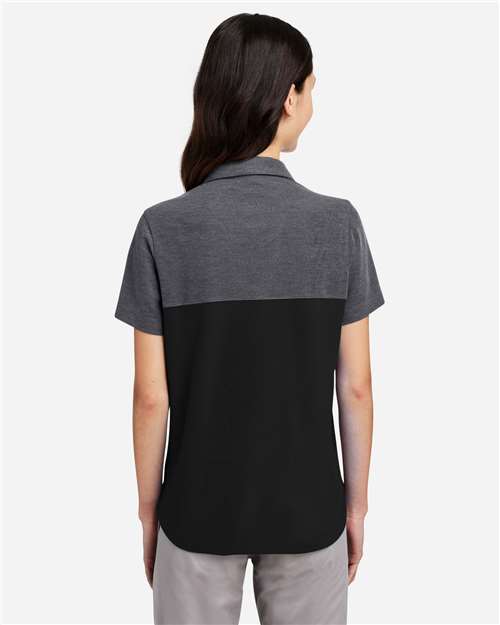 Core 365 CE112CW Women's Fusion ChromaSoft Colorblock Polo - Black/ Carbon Heather - model back