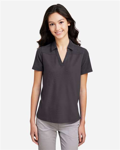 Core 365 CE112CW Women's Fusion ChromaSoft Colorblock Polo - Carbon/ Carbon Heather - model front