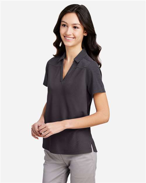 Core 365 CE112CW Women's Fusion ChromaSoft Colorblock Polo - Carbon/ Carbon Heather - model side