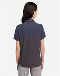 Core 365 CE112CW Women's Fusion ChromaSoft Colorblock Polo - Carbon/ Classic Navy Heather - model back