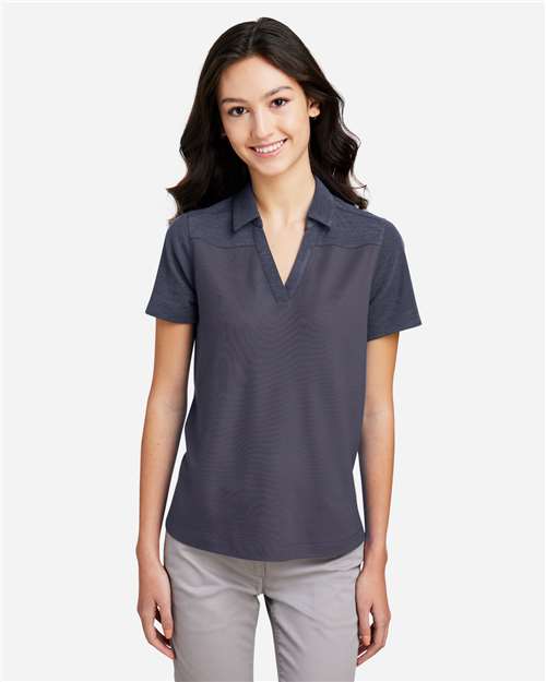Core 365 CE112CW Women's Fusion ChromaSoft Colorblock Polo - Classic Navy/ Classic Navy Heather - model front