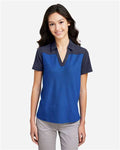 Core 365 CE112CW Women's Fusion ChromaSoft Colorblock Polo - True Royal/ Classic Navy Heather - model front
