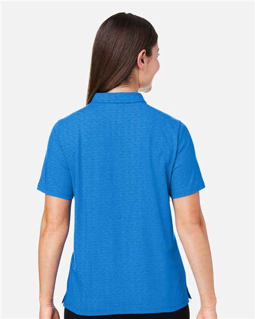 Devon & Jones DG101W Women's Crownlux Performance Geo Polo - French Blue/ Crystal Blue - model back