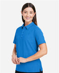 Devon & Jones DG101W Women's Crownlux Performance Geo Polo - French Blue/ Crystal Blue - model side