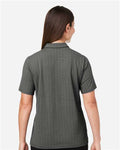 Devon & Jones DG101W Women's Crownlux Performance Geo Polo - Graphite/ Silver - model back