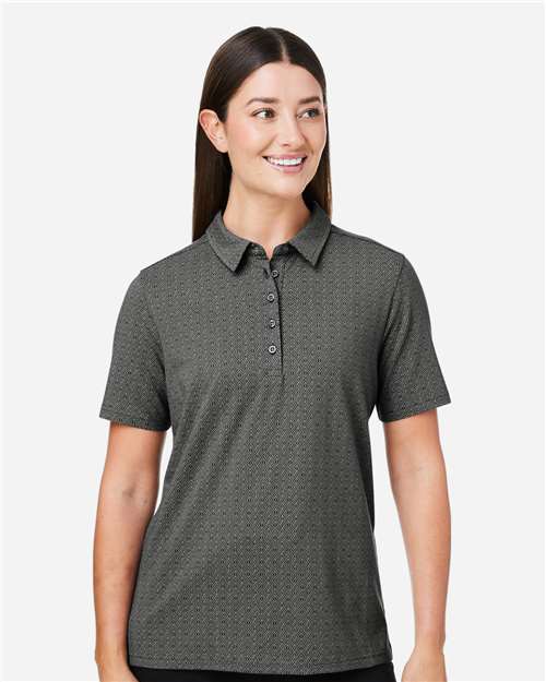 Devon & Jones DG101W Women's Crownlux Performance Geo Polo - Graphite/ Silver - model front