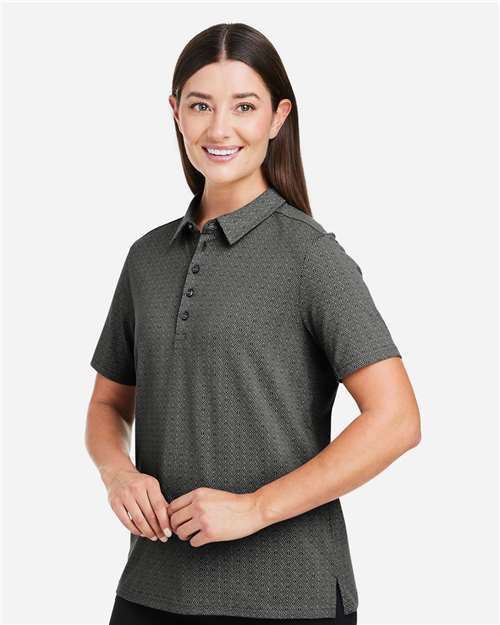 Devon & Jones DG101W Women's Crownlux Performance Geo Polo - Graphite/ Silver - model side