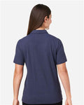 Devon & Jones DG101W Women's Crownlux Performance Geo Polo - Navy/ French Blue - model back