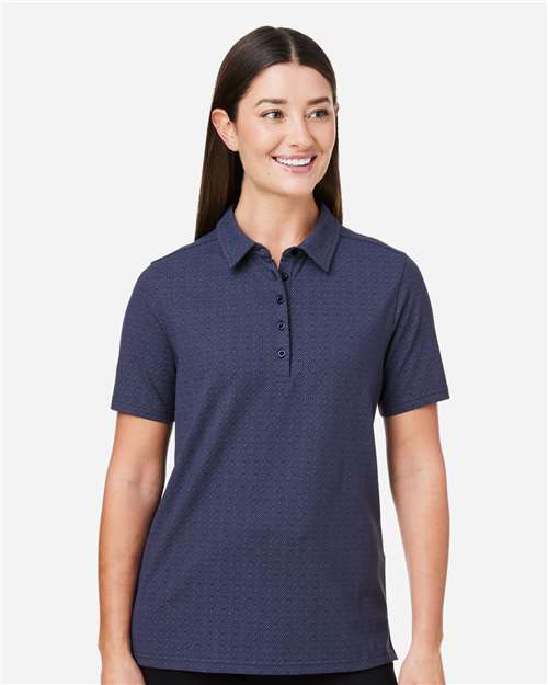 Devon & Jones DG101W Women's Crownlux Performance Geo Polo - Navy/ French Blue - model front