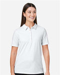 Devon & Jones DG101W Women's Crownlux Performance Geo Polo - White/ Silver - model front