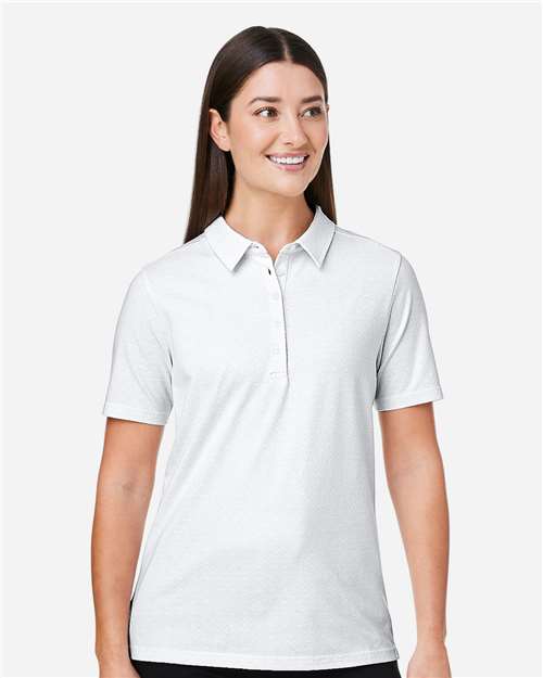 Devon & Jones DG101W Women's Crownlux Performance Geo Polo - White/ Silver - model front