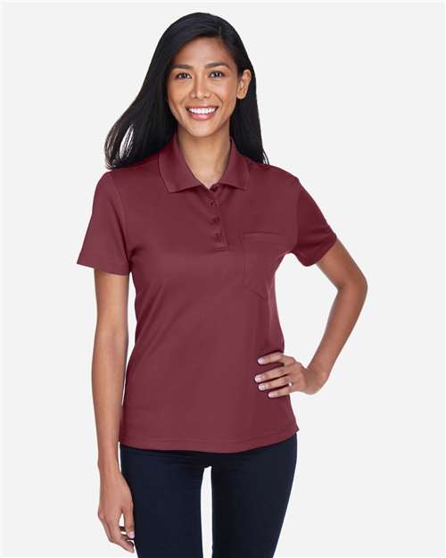 Core 365 78181P Women's Origin Performance Piqué Polo with Pocket - Burgundy - model front