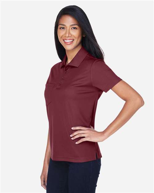 Core 365 78181P Women's Origin Performance Piqué Polo with Pocket - Burgundy - model side