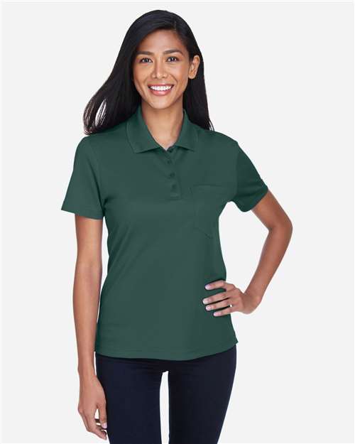 Core 365 78181P Women's Origin Performance Piqué Polo with Pocket - Forest - model front