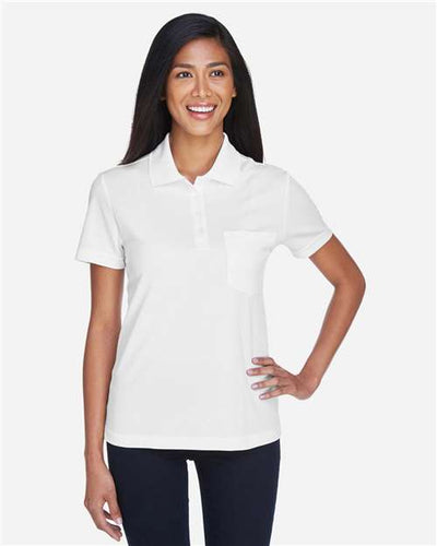 Core 365 78181P Women's Origin Performance Piqué Polo with Pocket - White - model front