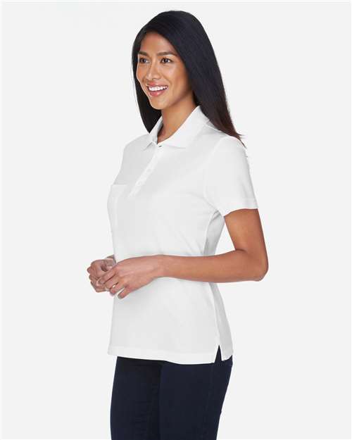 Core 365 78181P Women's Origin Performance Piqué Polo with Pocket - White - model side