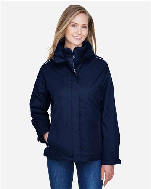 Core 365 78205 Women's 3-in-1 Jacket with Fleece Liner - Classic Navy - model front