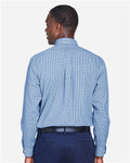 Devon & Jones D640 Men's Crown Collection Gingham Check Woven Dress Shirt - French Blue - model back