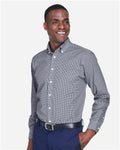 Devon & Jones D640 Men's Crown Collection Gingham Check Woven Dress Shirt - Navy - model side