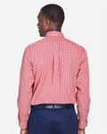 Devon & Jones D640 Men's Crown Collection Gingham Check Woven Dress Shirt - Red - model back