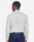Devon & Jones D640 Men's Crown Collection Gingham Check Woven Dress Shirt - Silver - model back