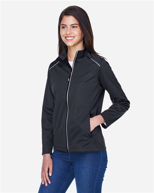 Core 365 CE708W Women's Techno Lite Three-Layer Knit Tech-Shell - Black - model side