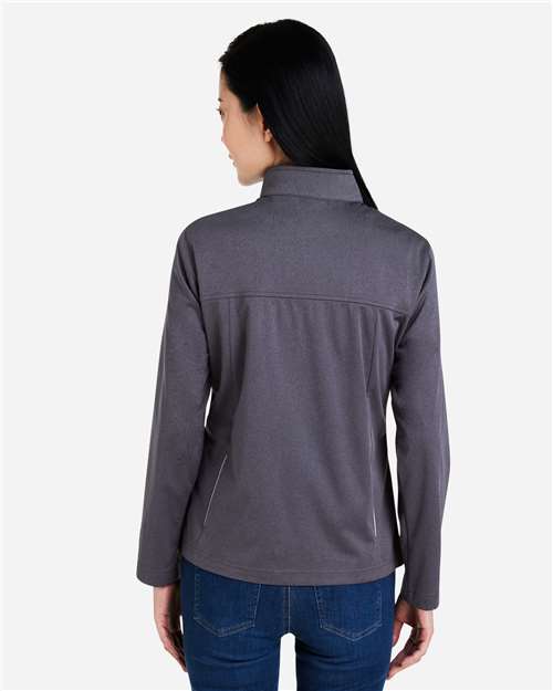 Core 365 CE708W Women's Techno Lite Three-Layer Knit Tech-Shell - Carbon Heather - model back