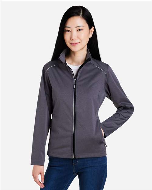 Core 365 CE708W Women's Techno Lite Three-Layer Knit Tech-Shell - Carbon Heather - model front