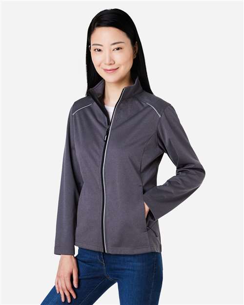 Core 365 CE708W Women's Techno Lite Three-Layer Knit Tech-Shell - Carbon Heather - model side