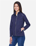 Core 365 CE708W Women's Techno Lite Three-Layer Knit Tech-Shell - Classic Navy - model side