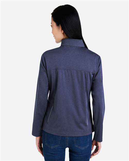 Core 365 CE708W Women's Techno Lite Three-Layer Knit Tech-Shell - Classic Navy Heather - model back