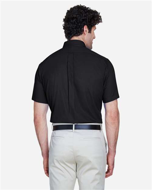 Core 365 88194 Men's Optimum Short Sleeve Twill Dress Shirt - Black - model back