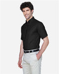 Core 365 88194 Men's Optimum Short Sleeve Twill Dress Shirt - Black - model side