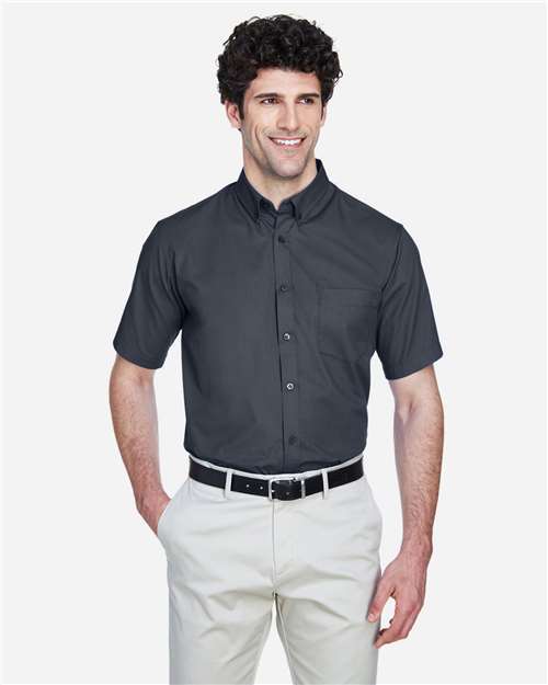 Core 365 88194 Men's Optimum Short Sleeve Twill Dress Shirt - Carbon - model front