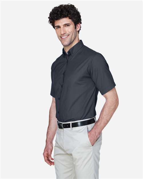 Core 365 88194 Men's Optimum Short Sleeve Twill Dress Shirt - Carbon - model side