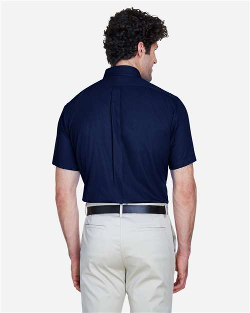 Core 365 88194 Men's Optimum Short Sleeve Twill Dress Shirt - Classic Navy - model back